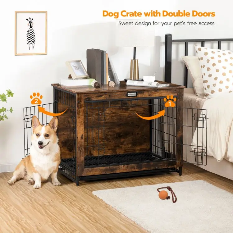Wholesale Dog Crate XL XXL XXXL Dog Kennel with 2/3 Doors Large Dog Cage House with Wood Top and Metal Doors