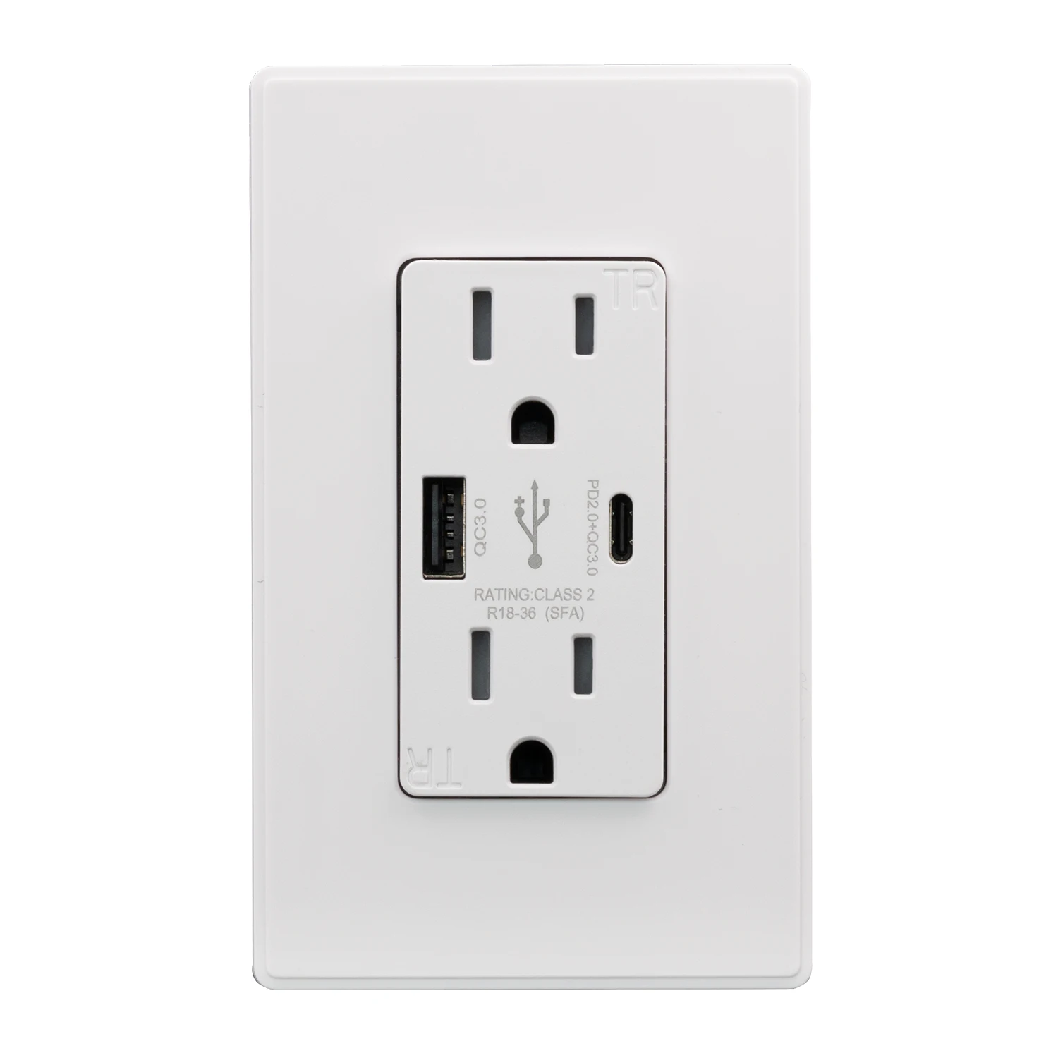 ELEGRP US USB A+C Port 15A outlet FCC ul listed 36W usb wall plug Power Deliver PD USB power outlet for Phone