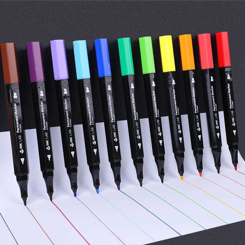 BEIFA 12 Fine Point Alcohol Base Art Marker Pen Dual Tip Colored Pen for Adult Coloring