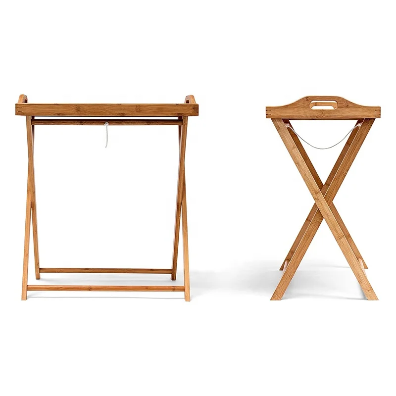 Folding living room bedroom bamboo wood bed sofa side coffee tv tray table