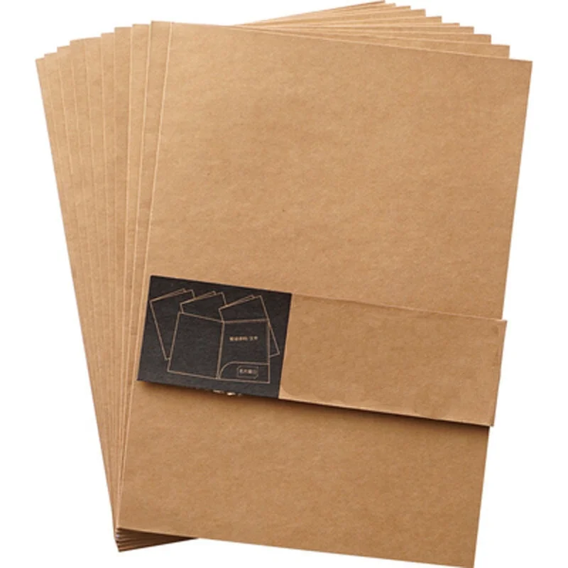 A3/A4/A5 Size Customized Brown Kraft Paper Cardboard Presentation Folder For Office Supplies