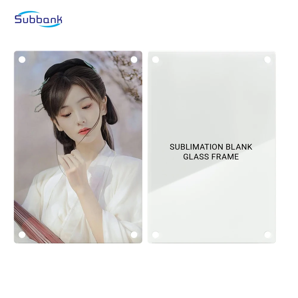 Subbank Customizable Heat Transfer Printing Perforated Anti-Explosion Photo Frame tempered glass Blank Glass for Sublimation