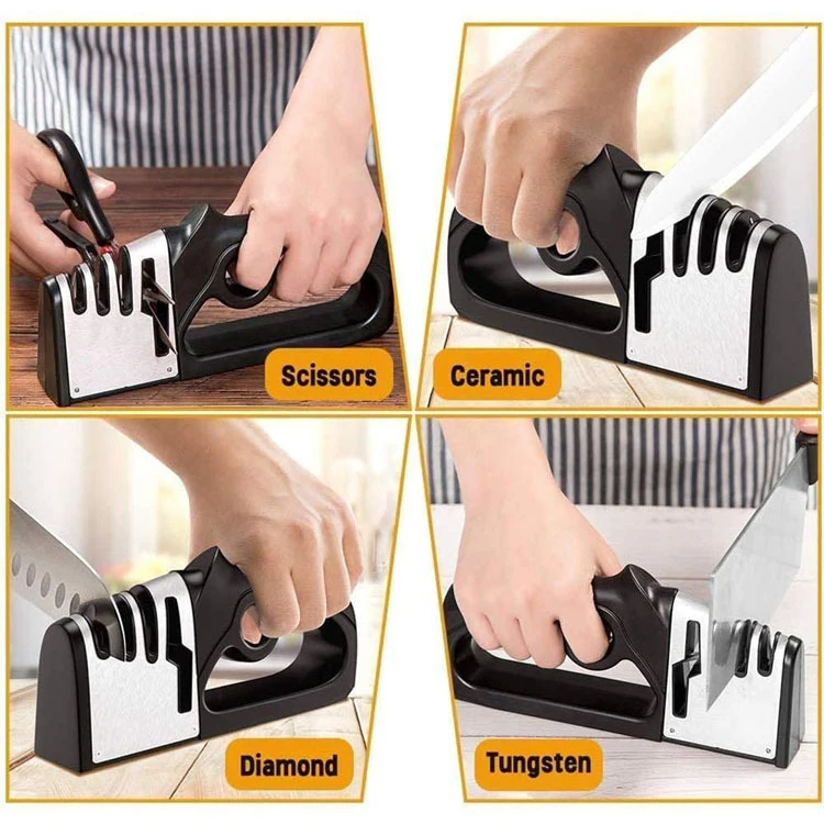 Hot Selling Kitchen Sharpener And Scissors Diamond Steel Sharpener Knife Black Knife Sharpener