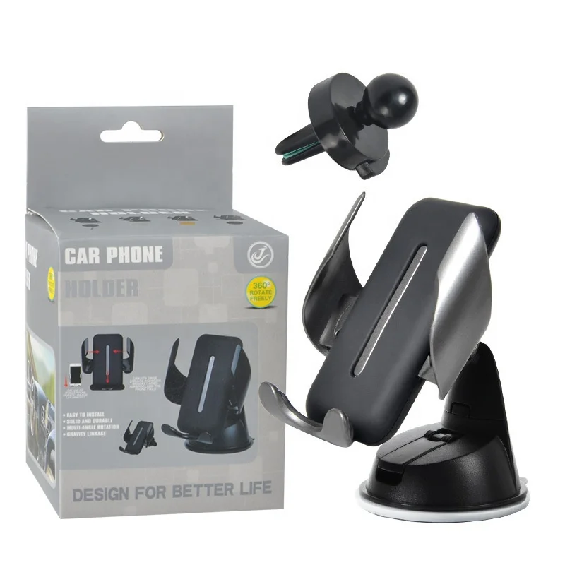 2in1 multi-functional black air vent dashboard sucking gravity universal mobile phone stand holder car mount