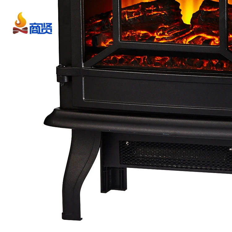 17in caster cast iron cheap portable freestand fireplace electric with mantel