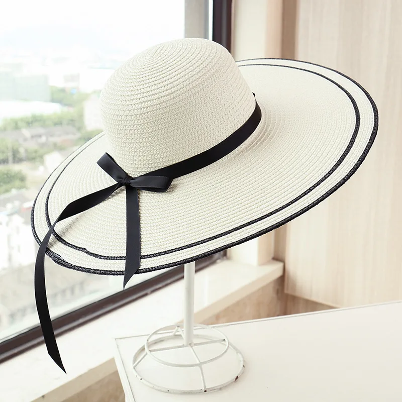 hot sale super beach sun hats Cheap wide brim ladies summer sun beach women straw hats