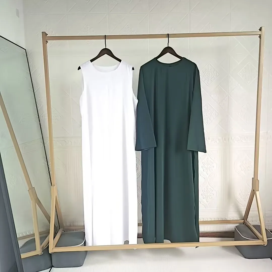 Wholesale New Abaya Dubai 2025 Abayah Islam 2 Pcs Muslim Dress Plain Color Traditional Muslim Islamic Clothing Nida Abaya Set