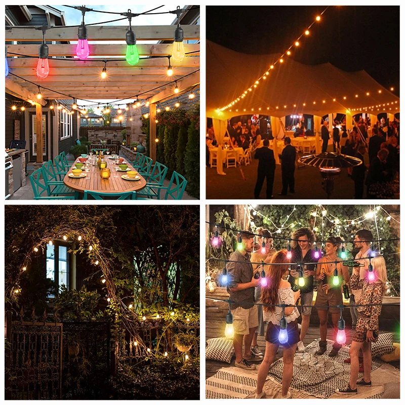 
 Самые продаваемые товары, 48 футов, 15 м, садовая гирлянда 165 Вт, IP65, освещение для внутреннего дворика, уличная Гирлянда для украшения вечеринки, двора  