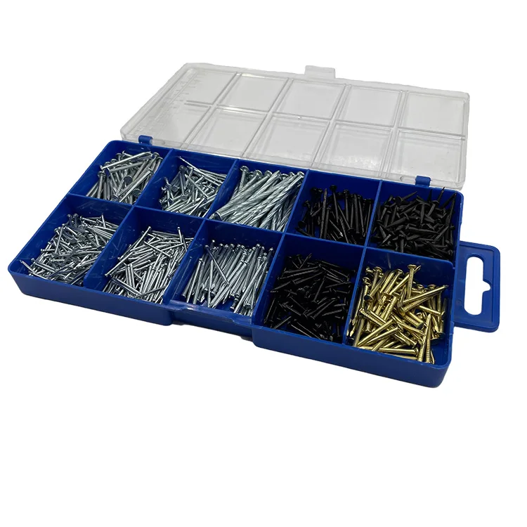 556 Pieces Hardware Nails Galvanized Metal Spikes, Black finishing and Brass plated Nails assortment kit set