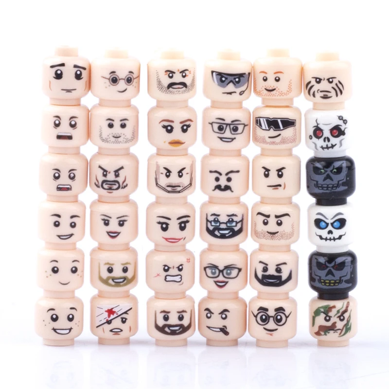 ABS mini figures body accessories expression face woman man skeleton head building blocks toys