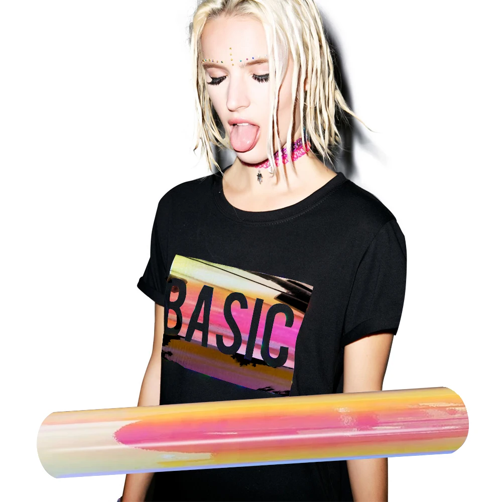 Yellow Rainbow Hologram Opal Foil Non Flex Heat Transfer Vinyl Film