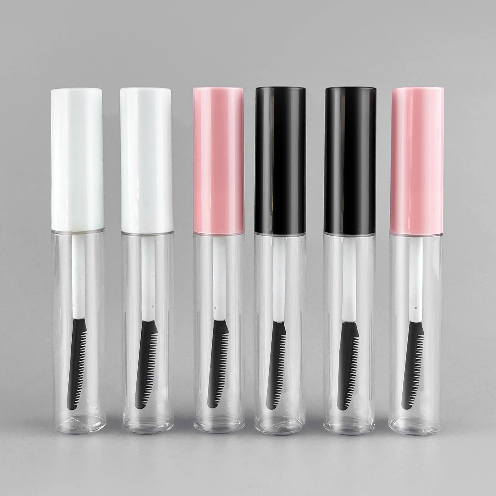 in stock low moq Custom Empty Lipgloss Clear Plastic Mascara Tube Liquid Container Plastic Tube With Brush Eye Lash Brush Bottle