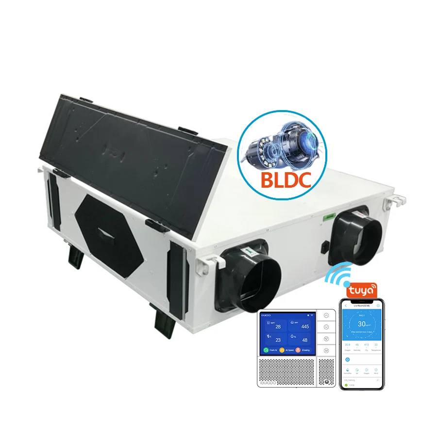 100~300 cfm home smart air recuperator ventilation system with energy recovery ventilation unit