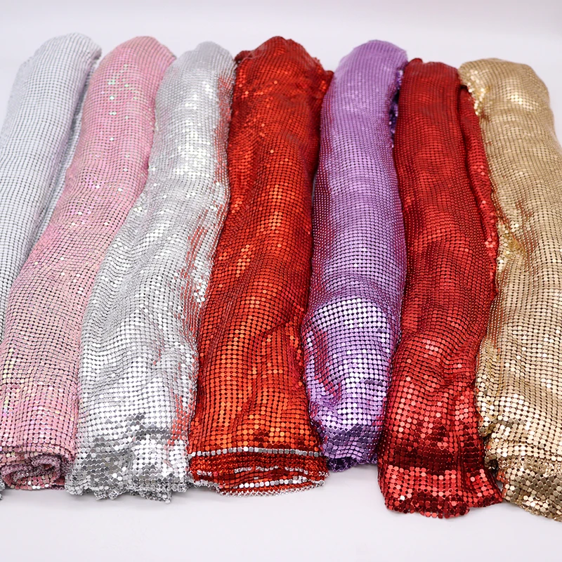 S538 Aluminum Chainmail Mesh Fabric Party Dress Chainmail Mesh Metallic Mesh Fabric Woven Fabric for Dress