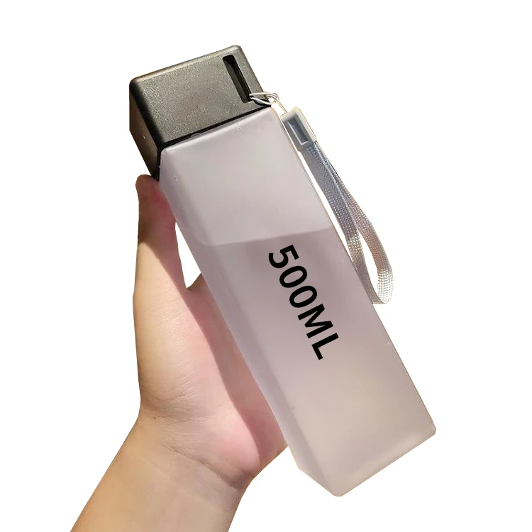 New Square 500ml Water Bottle Clear Plastic Portable Sport Gym Travel Drinking Bottle with Custom Logo