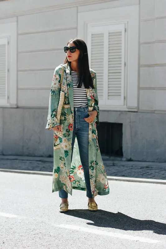 
Long Sleeve Kimono Woman Coat Latest Design Floral Long Cardigan 