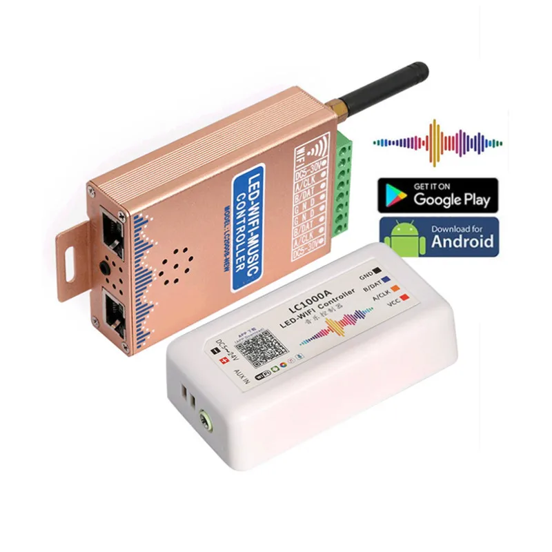 LC1000A LC2000B WIFI SPI музыкальный DC5-24V контроллер для WS2811 WS2812 RGB светодиодная цифровая Пиксельная полоса 1024-2048 пикселей