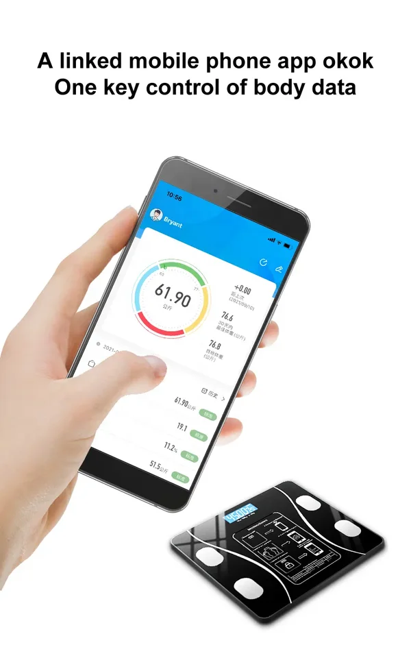 Cost-effective Bluetooth LED Glass Bathroom Human Body Scale Electronic Digital Smart Body Weight Scale with OKOK App