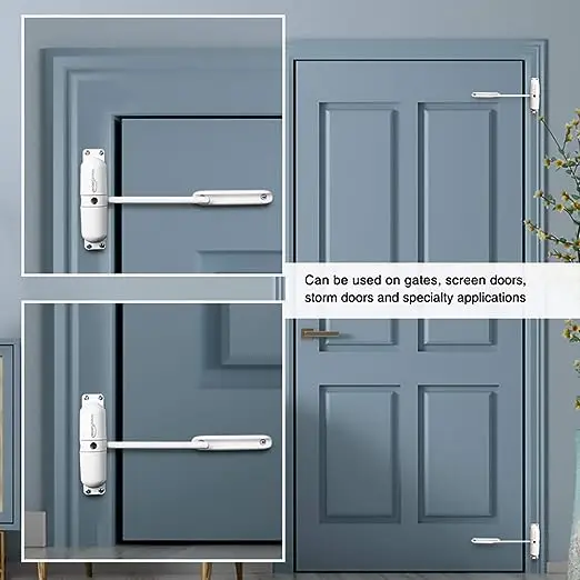 White Door Closer Automatic Safety Spring Door Closer  Easy to Install to Convert Hinged Doors to Self Closing White