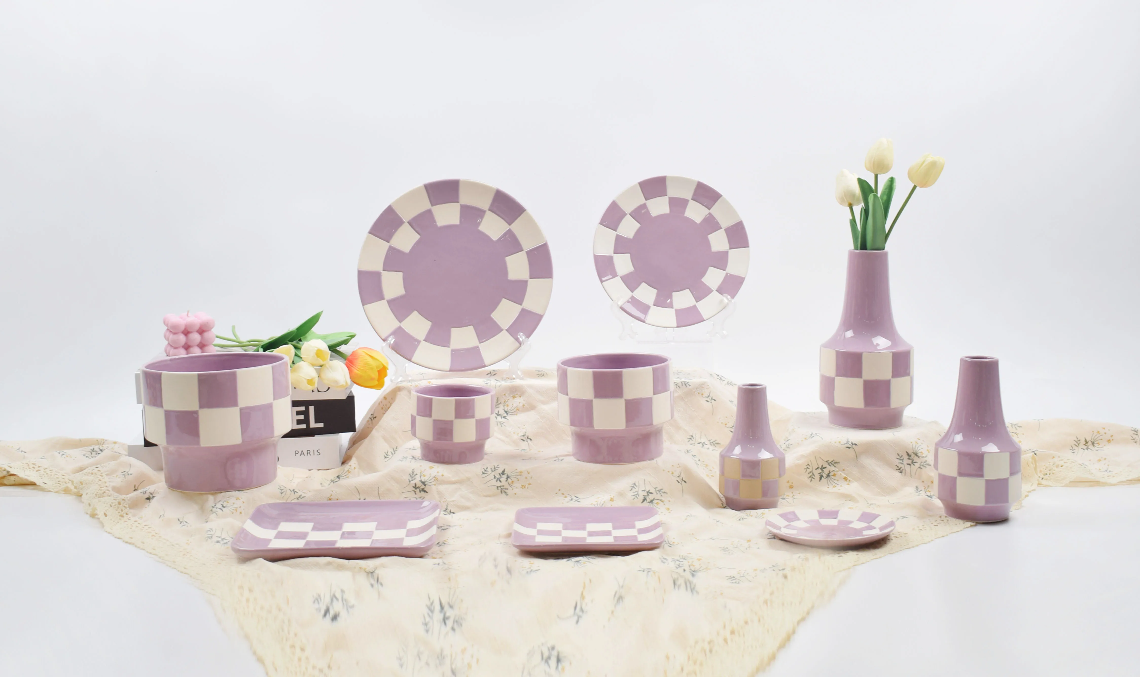 Newest 2024 Style Porcelain Tableware Set Ceramic Plate Dish Ceramic Milk Jar and Storage Jar with Hand Painting for Home Used
