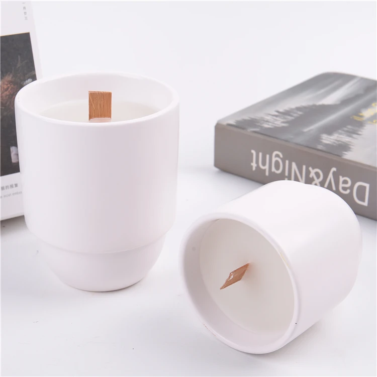 Free Sample Hot selling modern wedding christmas decorative matt candle cup white ceramic candle jars for candle