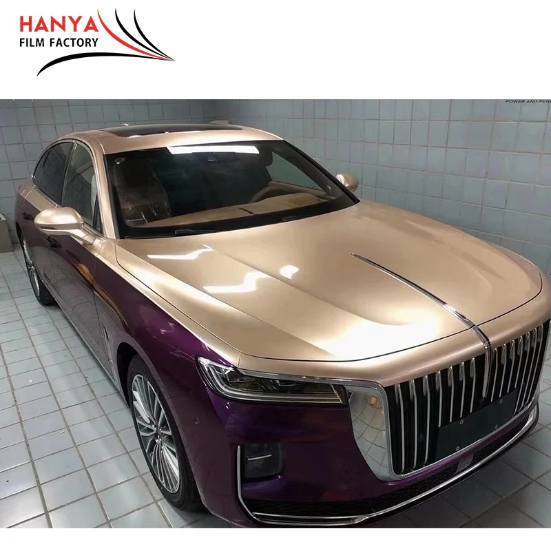 Champagne Gold Vinyl Car Wrap PVC Glossy Vehicle Wrapping Stickers Foil Glossy Vinyl Film Body Car Wrap Film 1.52*18m