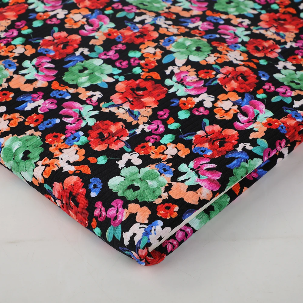 Цифровая печать на заказ органический хлопок лайкра трикотажная ткань 4x2 стиль