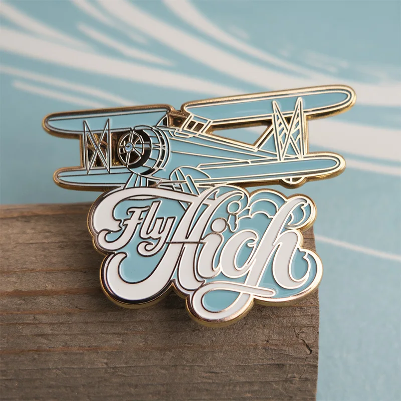 Manufacturer Wholesales Custom Metal Airplane Plane Wings Tie Enamel Lapel Ticket Pins Badges