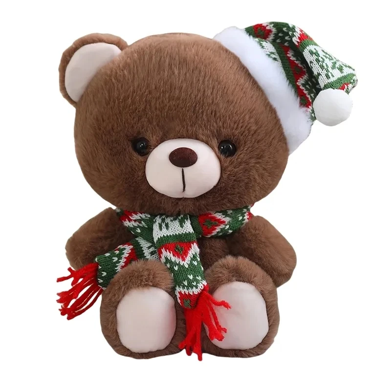Hats And Scarf/25cm Brown Stuffed Soft Bear Toys For Kids Christmas Plush Toy Bear plush toys stuffed animal