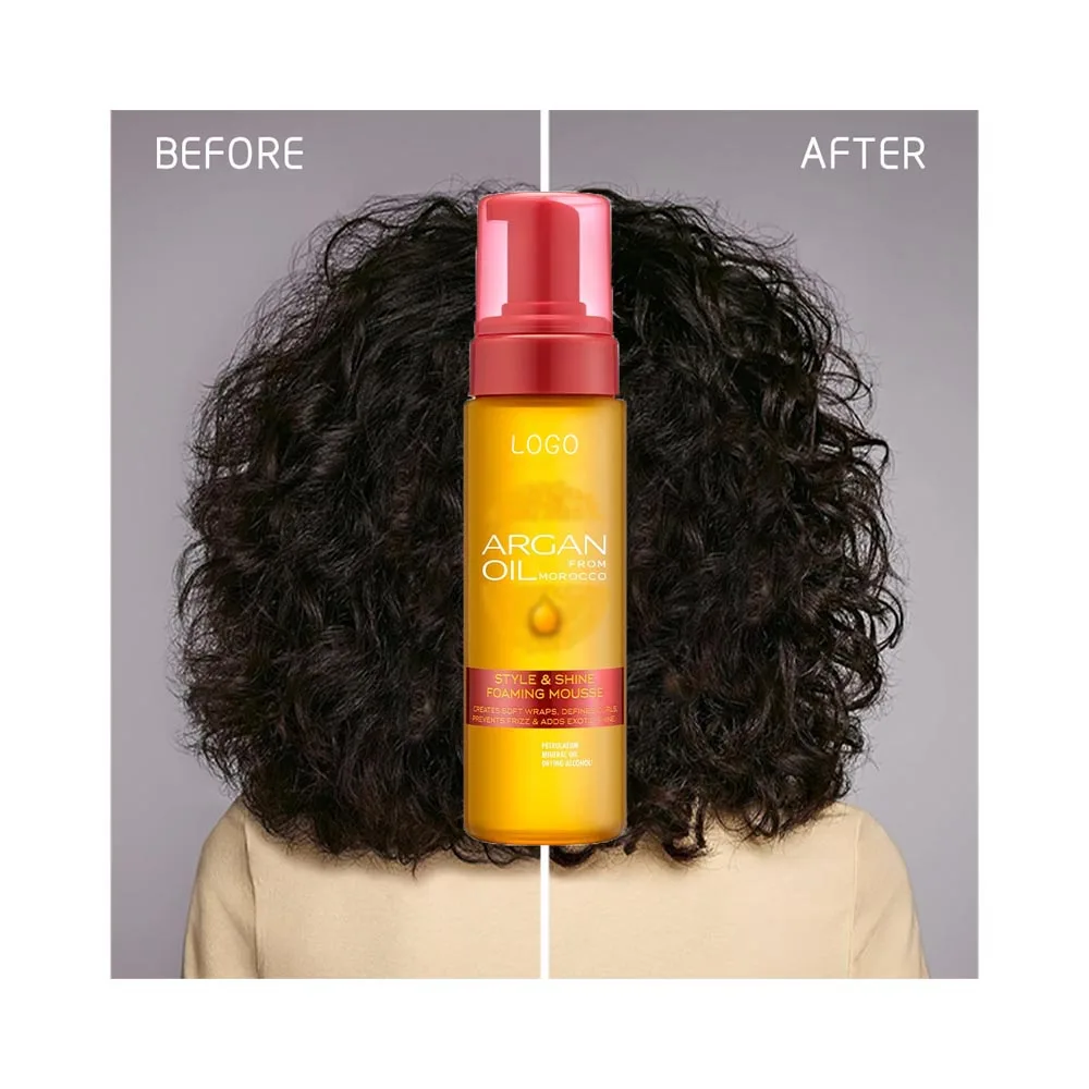 Customized Private Label Argan Oil Rich Foam Curl Hair Mousse Shape Strong Retention Of Curly Hair Mousse Foam