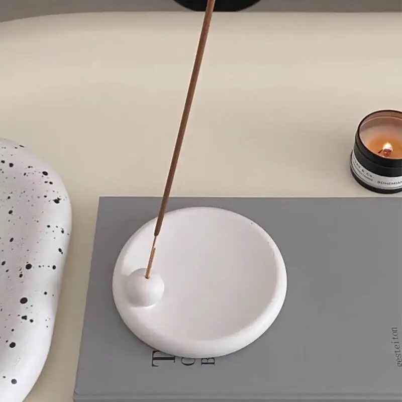 Wholesale Pottery Ceramic Round White Incense Ash Catcher Cheap Incense Stick Burner Holder
