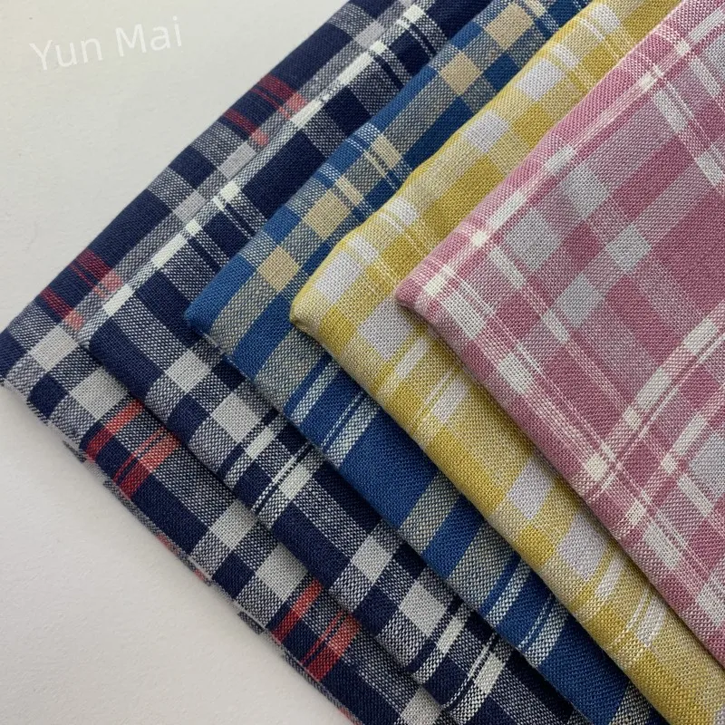 100% льняная ткань для модной женской блузки в клетку