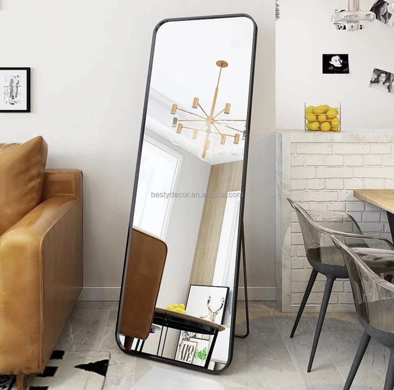 Home Decorative Mirrors Bedroom Modern Simply Aluminum Alloy Frame Standing Full Length Floor Dressing Mirrors