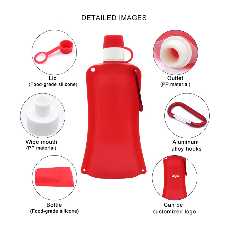 500Ml Alibaba Best Sellers Products Custom Logo Columbia Christmas Collapsible Camping Travel Foldable Bottle