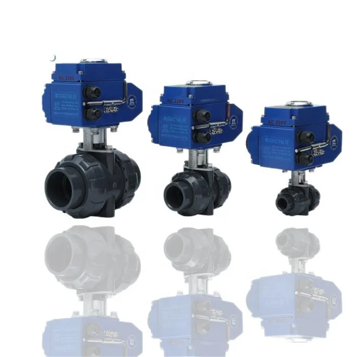 1/2in-4in 12v 24v pvc rotary actuator electric valve electric motorized remote control  two ways straight type plastic UPVC ball