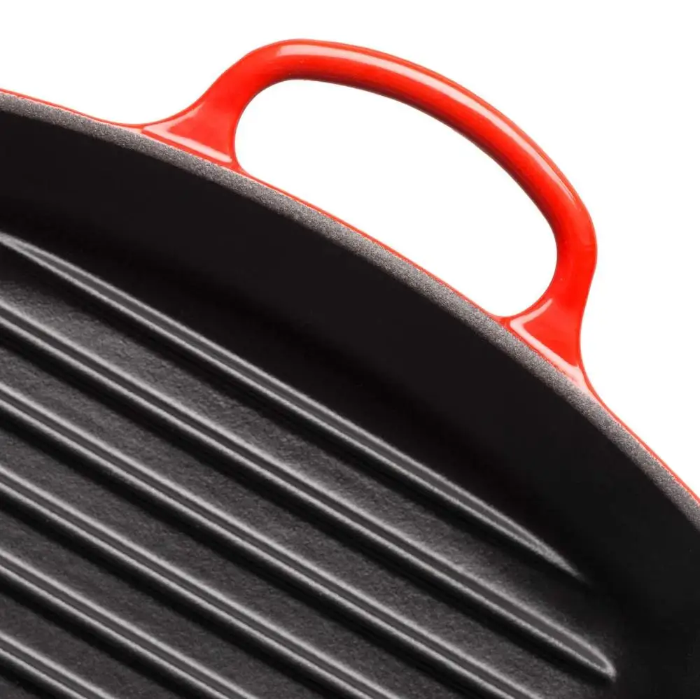 Rectangular Enamel Cast Iron Electric Griddle With Loop Handle