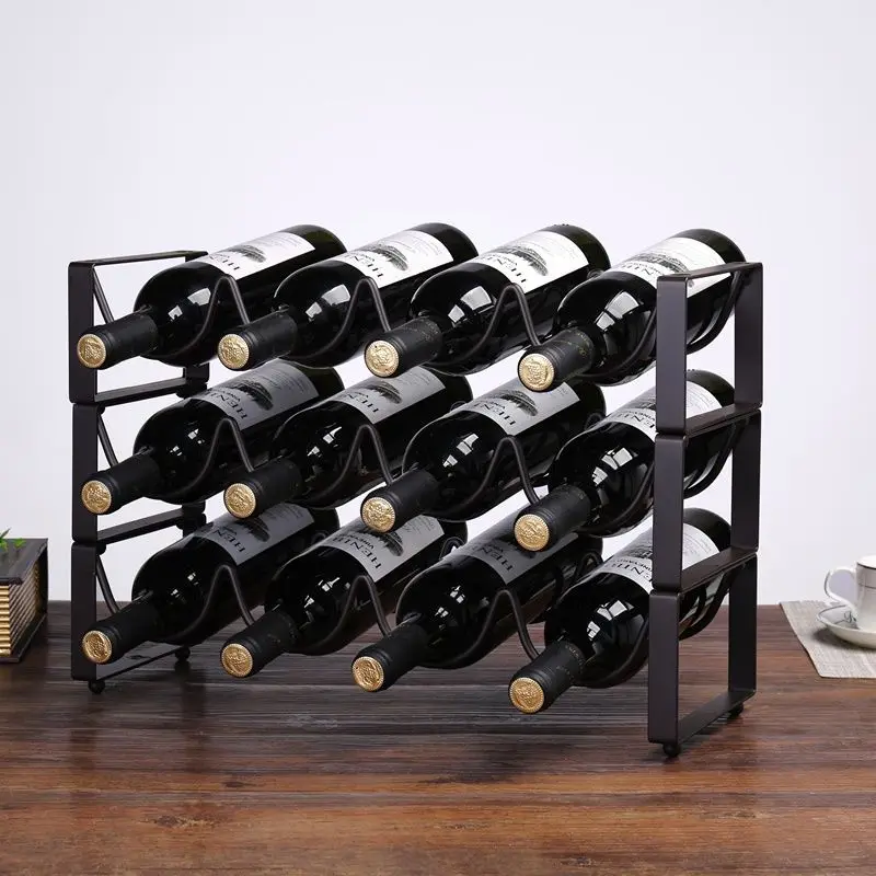 Creative Vintage Wire Wine Display Storage Rack Stand Cup Holder Home Accessory 3 Bottles
