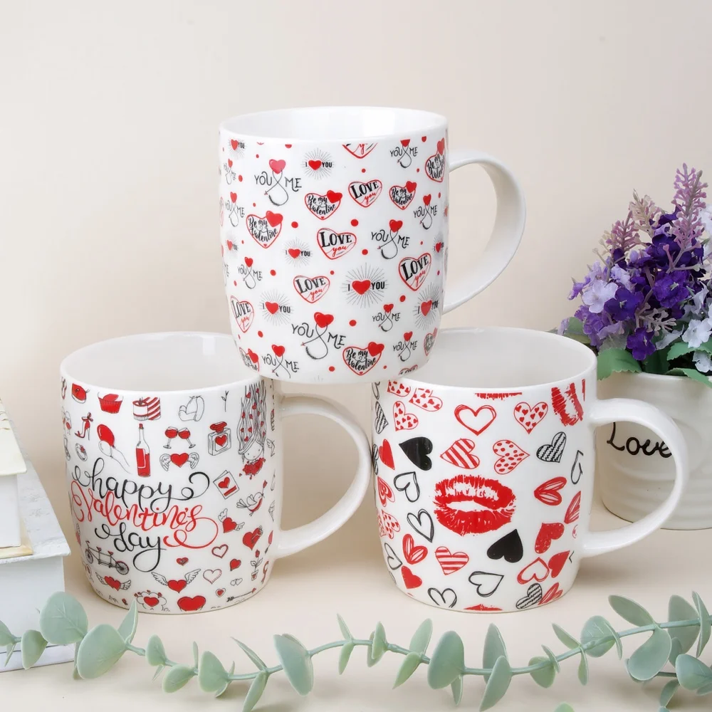 Love theme wedding souvenir couple cup anniversary Valentines gifts decoration custom print ceramic coffee bone china couple mug