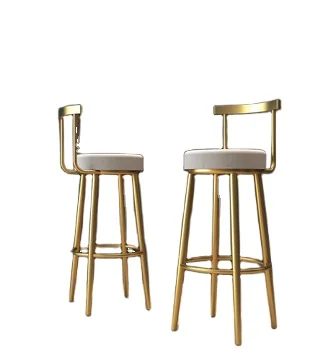 Bar Chair Home Tall Nordic Metal Luxury Gold Velvet Kitchen Leather High Modern Stools Chair Bar Furniture For Bar Table chinese