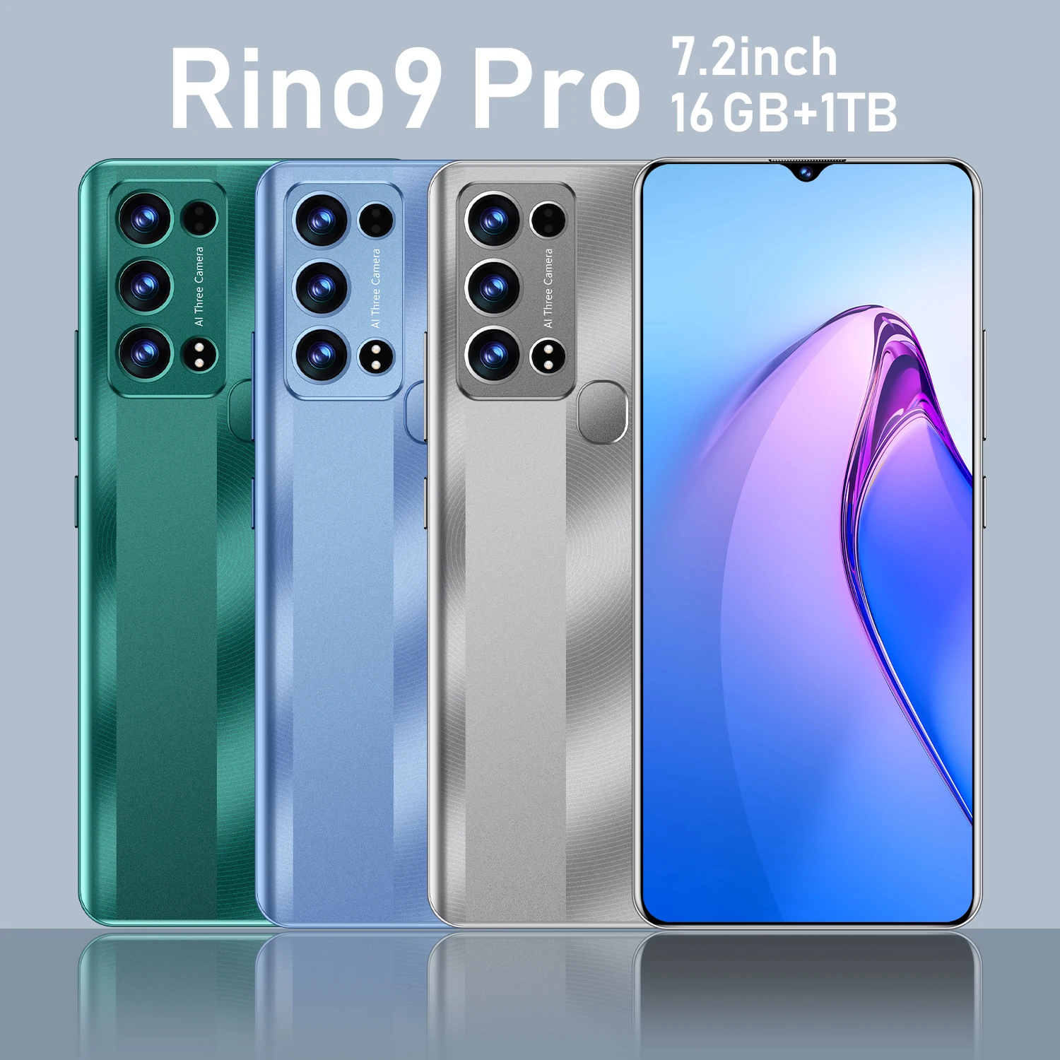 Popular Rino9 Pro Full Netcom 5g Comprehensive 7.2 Screen Dual Card Dual People Face Recognition Smartphone