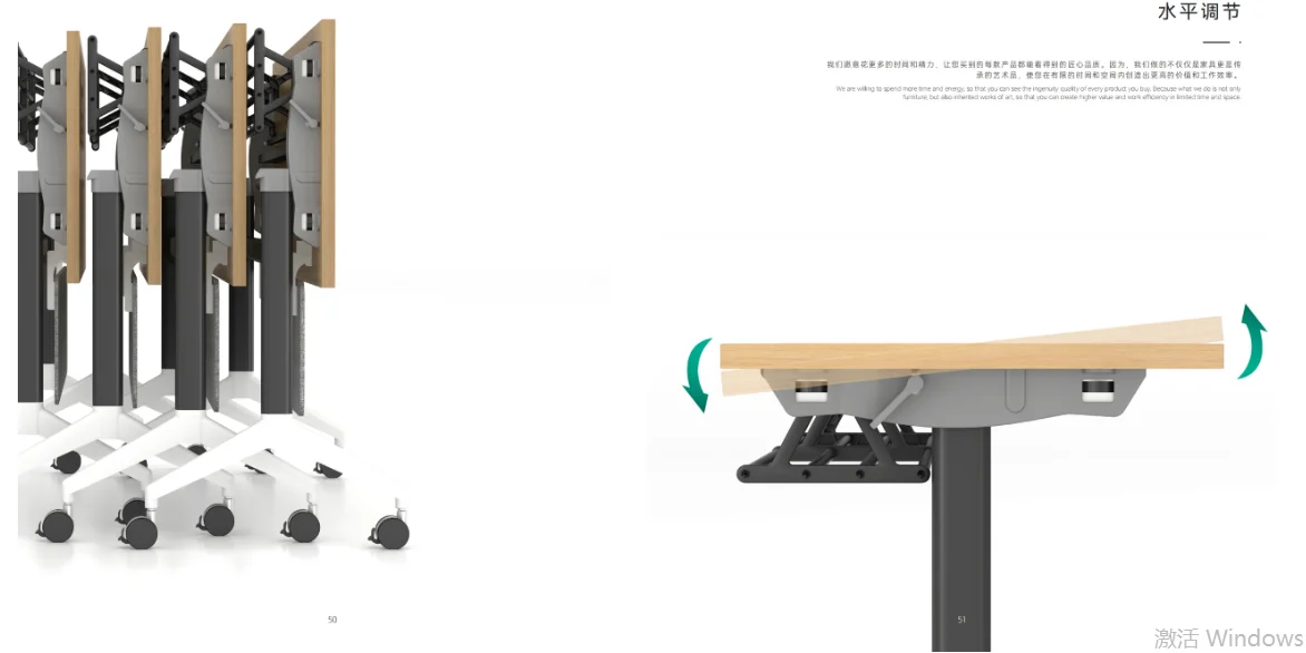 Intelligent space-saving table folding system elegant design desk frame from powder coated steel