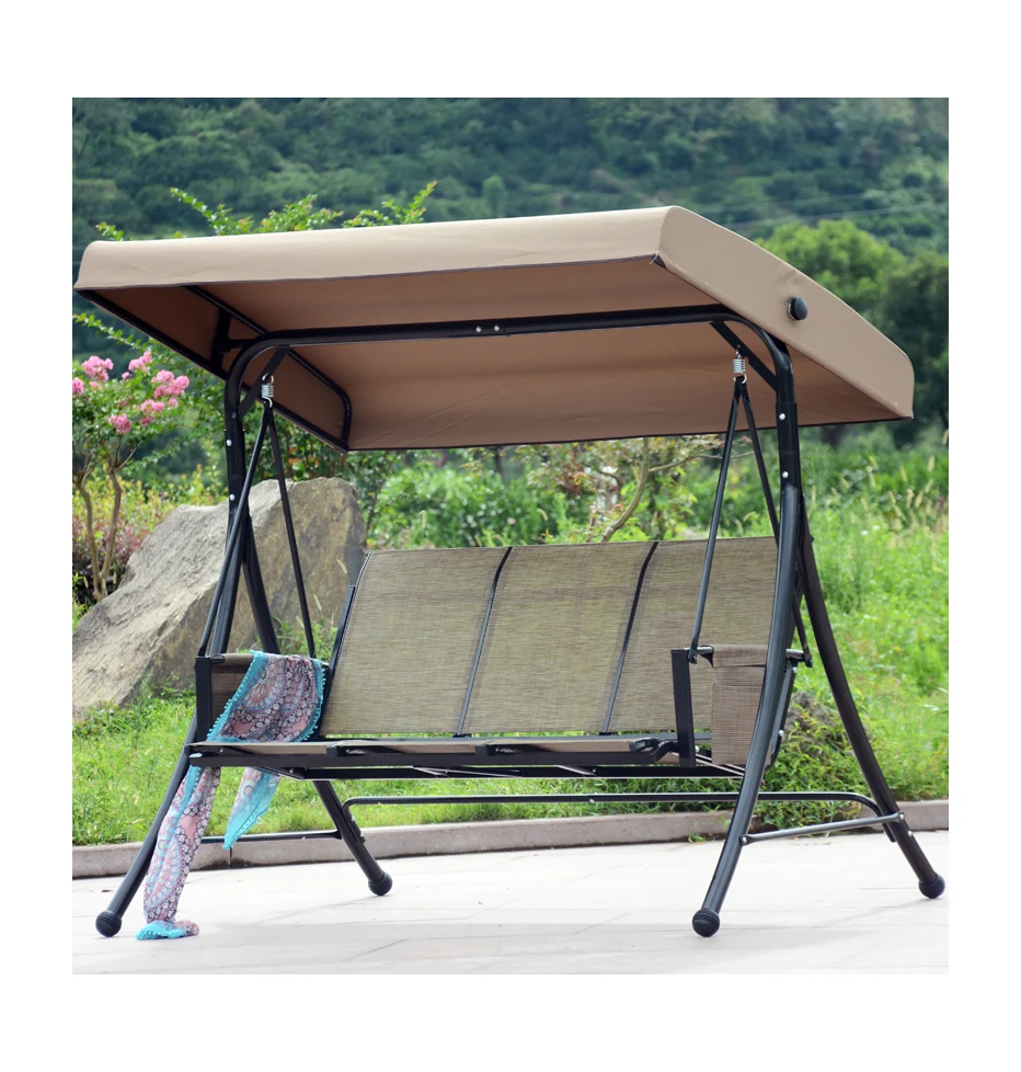 Outdoor leisure furniture easily sssembled swing chair garden patio 3 seater swing wirh canopy
