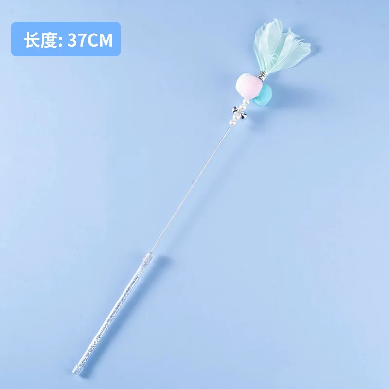 Cat Toys Feather Cat Teaser Wand Fluffy Tail Faux Fur Cat Interactive Toys Teaser Stick