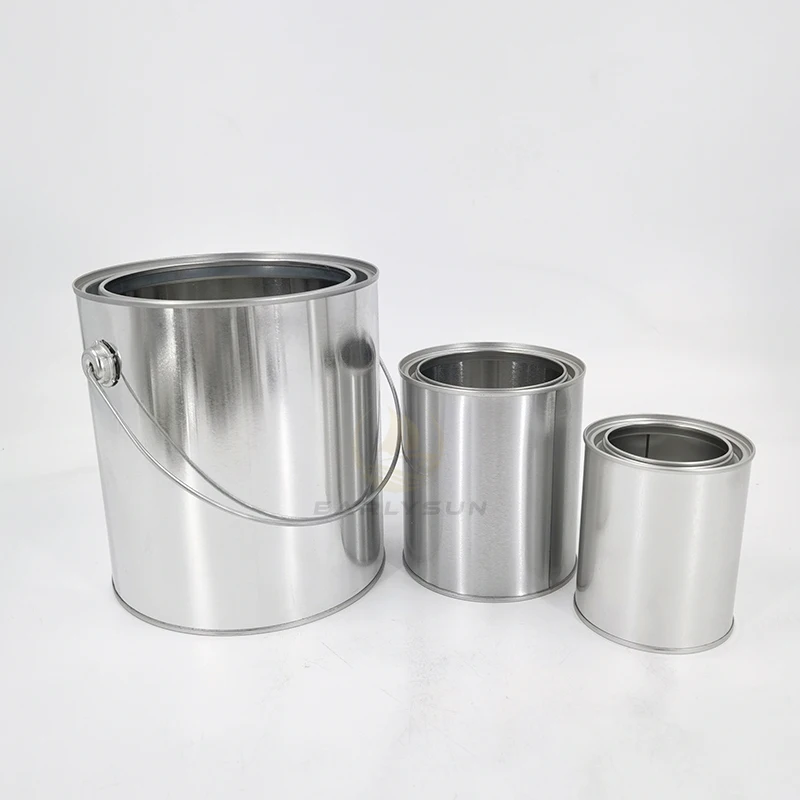 3.7kg Metal Paint Bucket Tin Pail With Handle And Lock Ring Lid