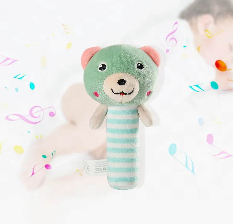 Baby Soft Plush Hand Rattle toys cute Animal Squeaky hand bell toy for children