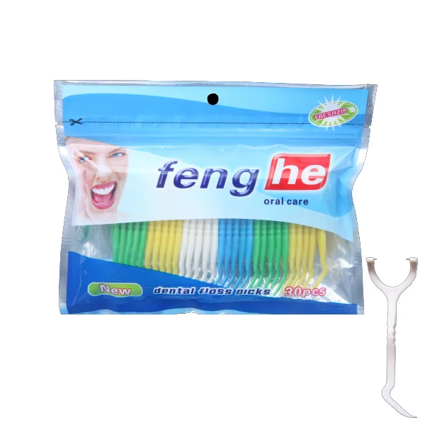 Cheap Good Travel Flosspick Hotel Toothpick with Mint Flavor Dental Floss for Teeth Cleaning Made of Nylon Plastic Silk