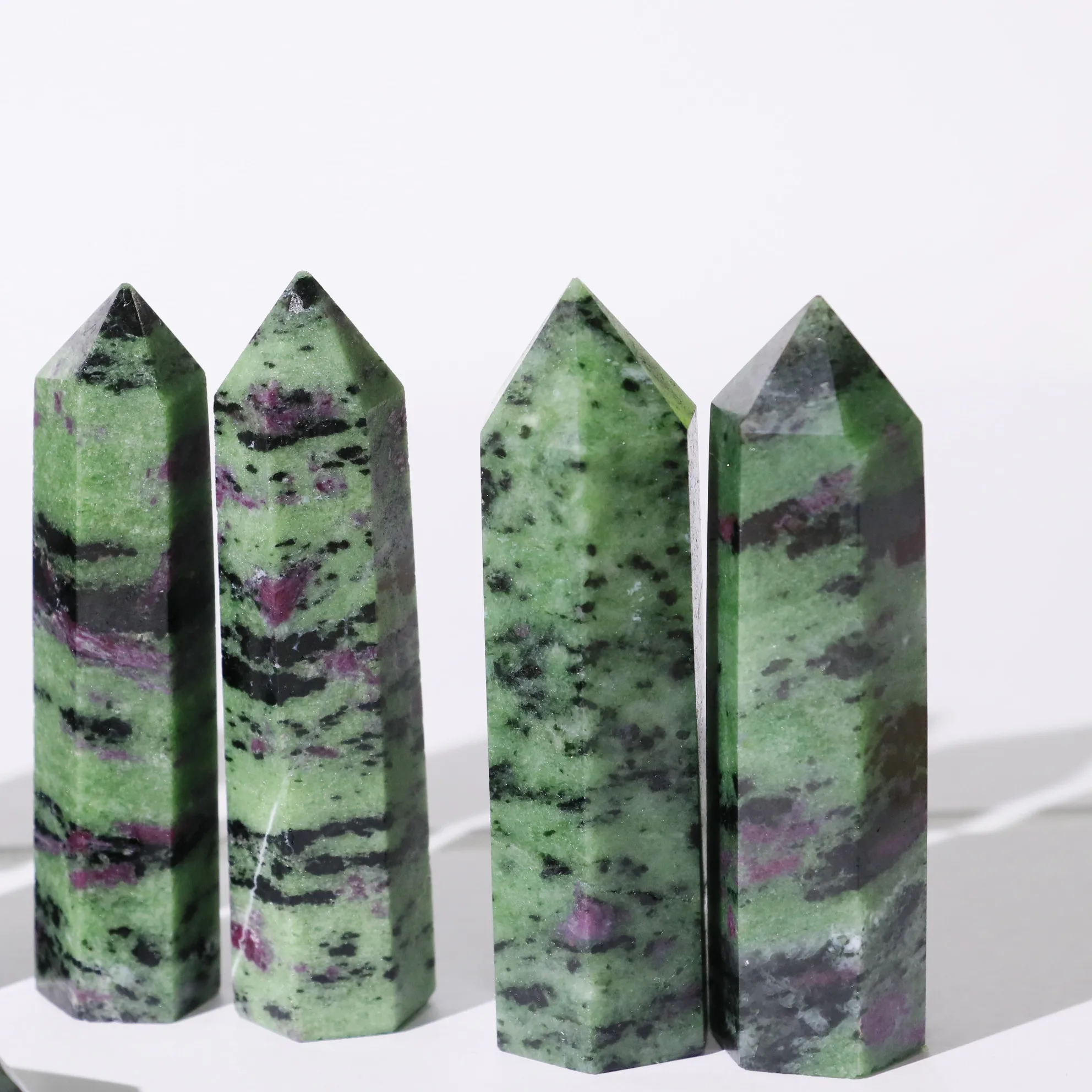High quality polished Quartz Crystal Wand  healing crystal stones ruby zoisite point tower for decoration