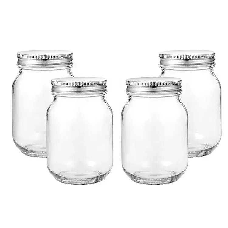 Custom Mason Jars wide mouth clear 500m 16oz Canning Jars With Lids For Honey Jam Jelly Foods