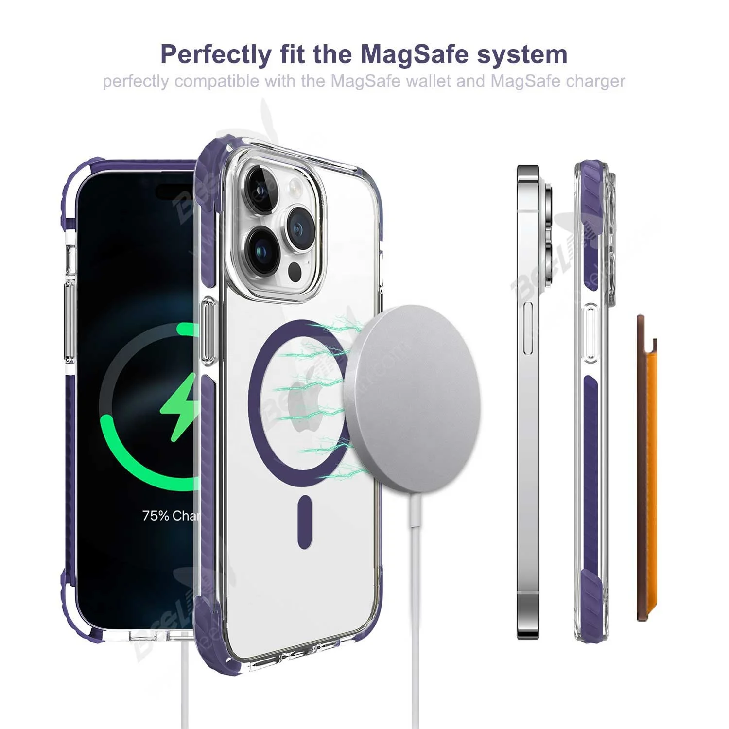 2023 Beelan Clear TPU Phone Case Shockproof TPE Protection Cover With Magsafes For iPhone 15 Case For iPhone 15 Pro Max Case