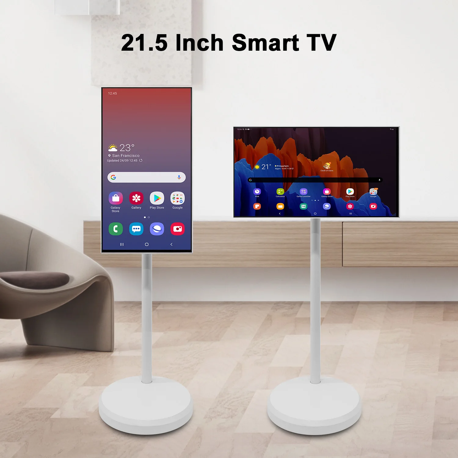 21.5 Inch New Arrivals Stand Tv Follow By Me East Leton Movable, Rotatable Film And Television Smart Screen Display